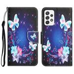 For Samsung Galaxy A33 5G Colored Drawing Leather Phone Case(Butterfly)