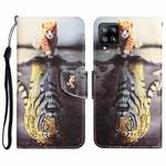 For Samsung Galaxy A42 Colored Drawing Leather Phone Case(Tiger)