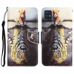For Samsung Galaxy A51 Colored Drawing Leather Phone Case(Tiger)