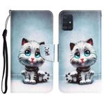For Samsung Galaxy A71 Colored Drawing Leather Phone Case(Blue Eyes)