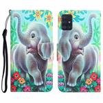 For Samsung Galaxy A71 Colored Drawing Leather Phone Case(Elephant)