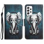 For Samsung Galaxy A72 5G / 4G Colored Drawing Leather Phone Case(Earphone Elephant)