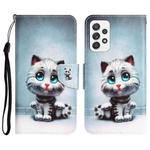 For Samsung Galaxy A72 5G / 4G Colored Drawing Leather Phone Case(Blue Eyes)