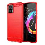 For Motorola Edge 30 Fusion Brushed Texture Carbon Fiber TPU Case(Red)