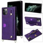 For iPhone 13 Crossbody Lanyard Shockproof Protective Phone Case(Purple)