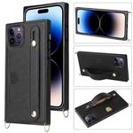 For iPhone 14 Pro Crossbody Lanyard Shockproof Protective Phone Case(Black)