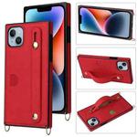 For iPhone 14 Plus Crossbody Lanyard Shockproof Protective Phone Case (Red)