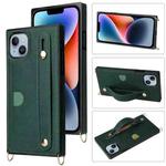 For iPhone 14 Plus Crossbody Lanyard Shockproof Protective Phone Case (Green)