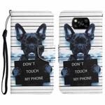 For Xiaomi Poco X3 NFC Colored Drawing Leather Phone Case(Black Dog)