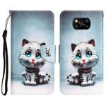 For Xiaomi Poco X3 NFC Colored Drawing Leather Phone Case(Blue Eyes)
