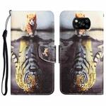 For Xiaomi Poco X3 NFC Colored Drawing Leather Phone Case(Tiger)