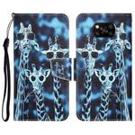 For Xiaomi Poco X3 NFC Colored Drawing Leather Phone Case(Giraffes)