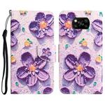 For Xiaomi Poco X3 NFC Colored Drawing Leather Phone Case(Purple Flower)