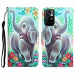 For Xiaomi Poco M4 Pro 5G Colored Drawing Leather Phone Case(Elephant)