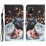 For Xiaomi Poco M3 Colored Drawing Leather Phone Case(3 Cats)