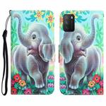 For Xiaomi Poco M3 Colored Drawing Leather Phone Case(Elephant)