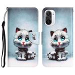 For Xiaomi Poco F3 Colored Drawing Leather Phone Case(Blue Eyes)