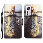 For Xiaomi 12 Lite Colored Drawing Leather Phone Case(Tiger)