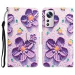 For Xiaomi 12 Lite Colored Drawing Leather Phone Case(Purple Flower)