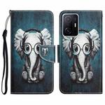 For Xiaomi 11T Colored Drawing Leather Phone Case(Earphone Elephant)