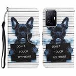 For Xiaomi 11T Colored Drawing Leather Phone Case(Black Dog)