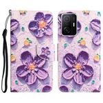 For Xiaomi 11T Colored Drawing Leather Phone Case(Purple Flower)