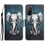 For Xiaomi Mi 10T 5G Colored Drawing Leather Phone Case(Earphone Elephant)