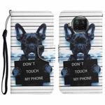 For Xiaomi Mi 10T Lite 5G Colored Drawing Leather Phone Case(Black Dog)