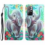 For Xiaomi Redmi Note 11 5G Colored Drawing Leather Phone Case(Elephant)