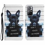 For Xiaomi Redmi Note 11 5G Colored Drawing Leather Phone Case(Black Dog)