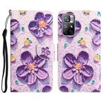 For Xiaomi Redmi Note 11 5G Colored Drawing Leather Phone Case(Purple Flower)