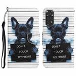 For Xiaomi Redmi Note 11 Global Colored Drawing Leather Phone Case(Black Dog)