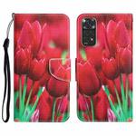 For Xiaomi Redmi Note 11 Global Colored Drawing Leather Phone Case(Tulips)