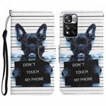 For Xiaomi Redmi Note 11 Pro 5G Colored Drawing Leather Phone Case(Black Dog)