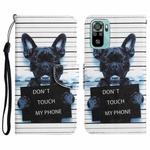 For Xiaomi Redmi Note 10 4G Colored Drawing Leather Phone Case(Black Dog)