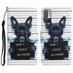 For Xiaomi Redmi Note 10 5G Colored Drawing Leather Phone Case(Black Dog)