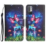 For Xiaomi Redmi Note 10 5G Colored Drawing Leather Phone Case(Bottle Butterfly)