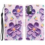 For Xiaomi Redmi Note 10 5G Colored Drawing Leather Phone Case(Purple Flower)