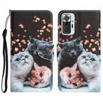For Xiaomi Redmi Note 10 Pro 4G Colored Drawing Leather Phone Case(3 Cats)