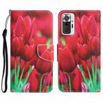 For Xiaomi Redmi Note 10 Pro 4G Colored Drawing Leather Phone Case(Tulips)