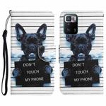 For Xiaomi Redmi Note 10 Pro 5G Colored Drawing Leather Phone Case(Black Dog)