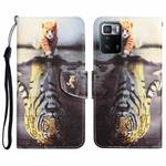 For Xiaomi Redmi Note 10 Pro 5G Colored Drawing Leather Phone Case(Tiger)