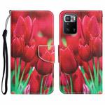 For Xiaomi Redmi Note 10 Pro 5G Colored Drawing Leather Phone Case(Tulips)