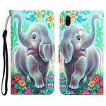 For Xiaomi Redmi Note 7 / 7 Pro Colored Drawing Leather Phone Case(Elephant)