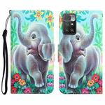 For Xiaomi Redmi 10 Colored Drawing Leather Phone Case(Elephant)