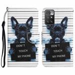 For Xiaomi Redmi 10 Colored Drawing Leather Phone Case(Black Dog)