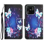 For Xiaomi Redmi 10C Colored Drawing Leather Phone Case(Butterfly)