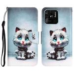 For Xiaomi Redmi 10C Colored Drawing Leather Phone Case(Blue Eyes)