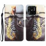 For Xiaomi Redmi 10C Colored Drawing Leather Phone Case(Tiger)