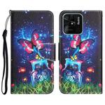 For Xiaomi Redmi 10C Colored Drawing Leather Phone Case(Bottle Butterfly)